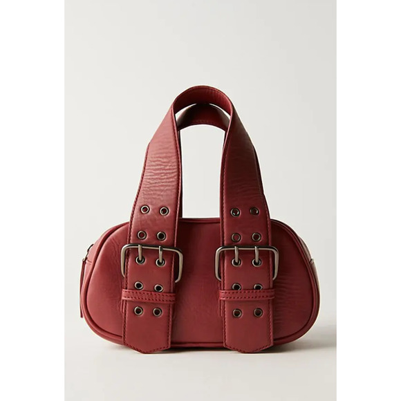 Free People SAY YES BAG 100% Leather Buckle Handbag Bag in Oxblood Red NWOT - Picture 4 of 12